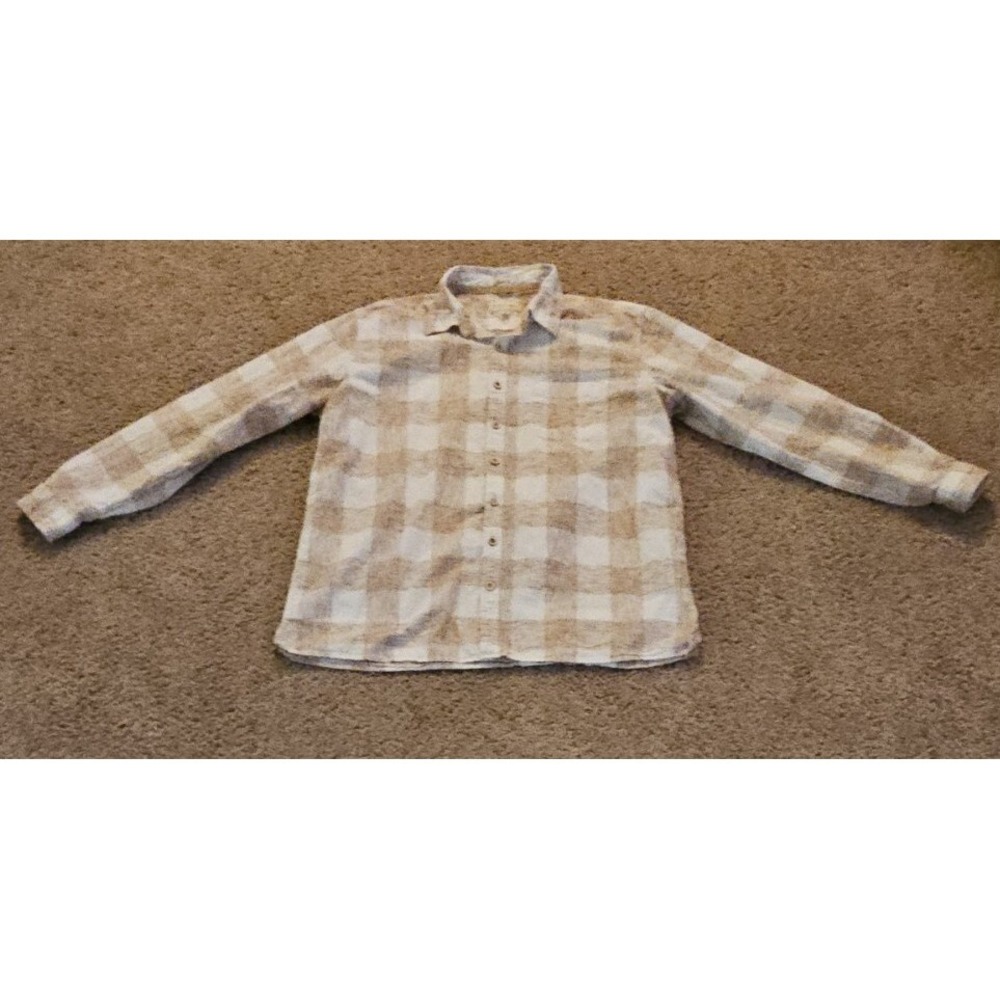 Territory Ahead Shirt Mens XXLT Long Sleeve Linen Beige Check